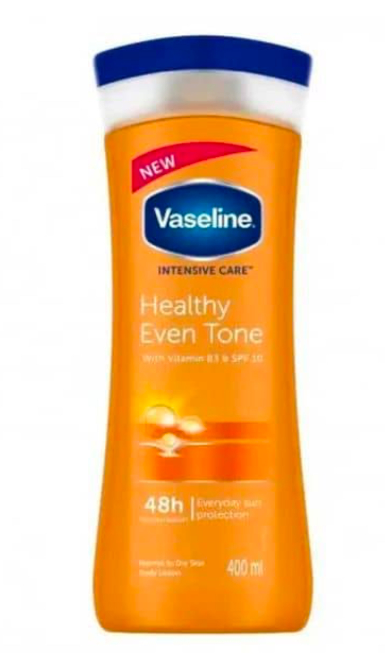 لوسیون بدن نارنجی برند Vaseline مدل healthy even حجم ۴۰۰ میلی اورجینال